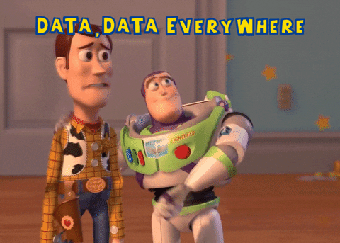 Woodie and Buzz Lightyear who are Toy Story movie characters are talking about data