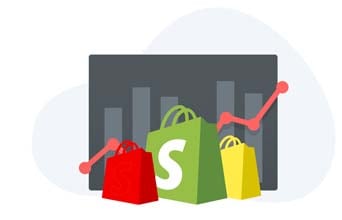 best shopify apps to increase sales shopify icon a red bag a yellow bag an increase table