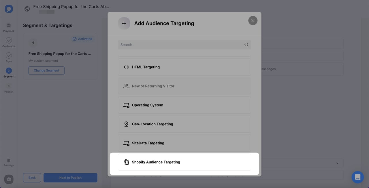 adding shopify audience targeting for free shipping campaign