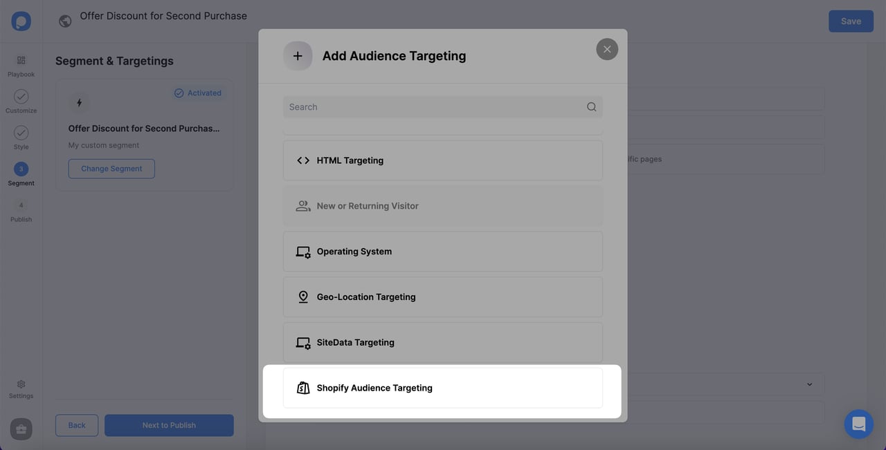 choosing shopify audience targeting for offering discount campaign