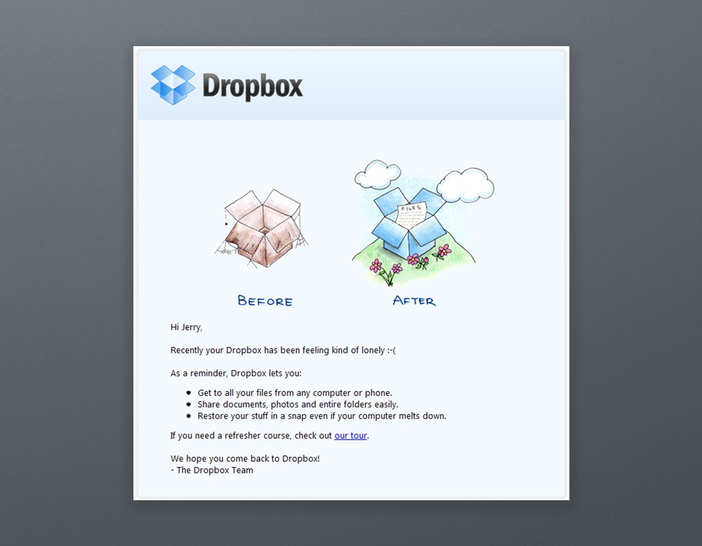 Dropbox Email Marketing Newsletter