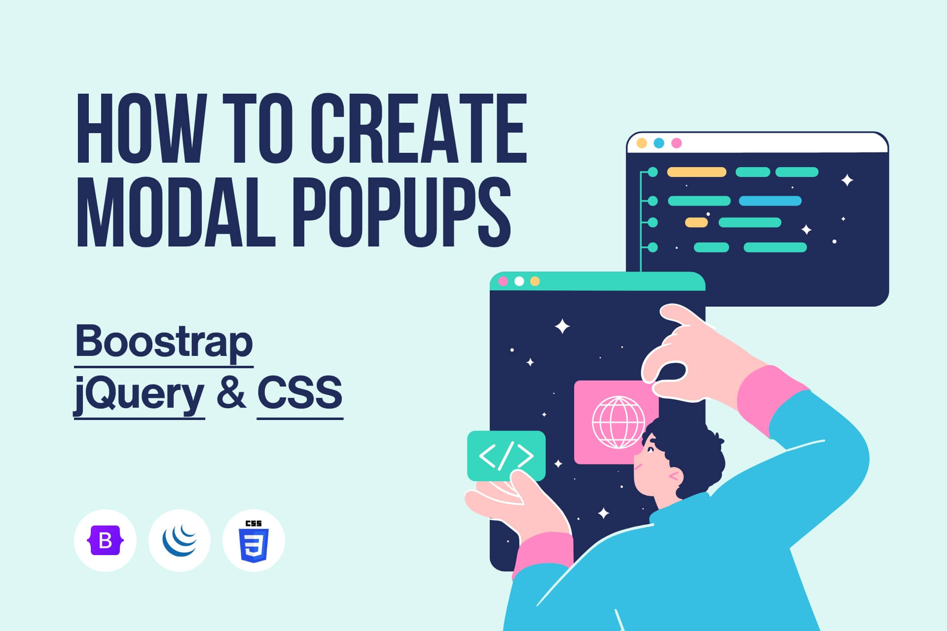 how to create modal popups bootstrap jquery css a man pointin out two popup image icon