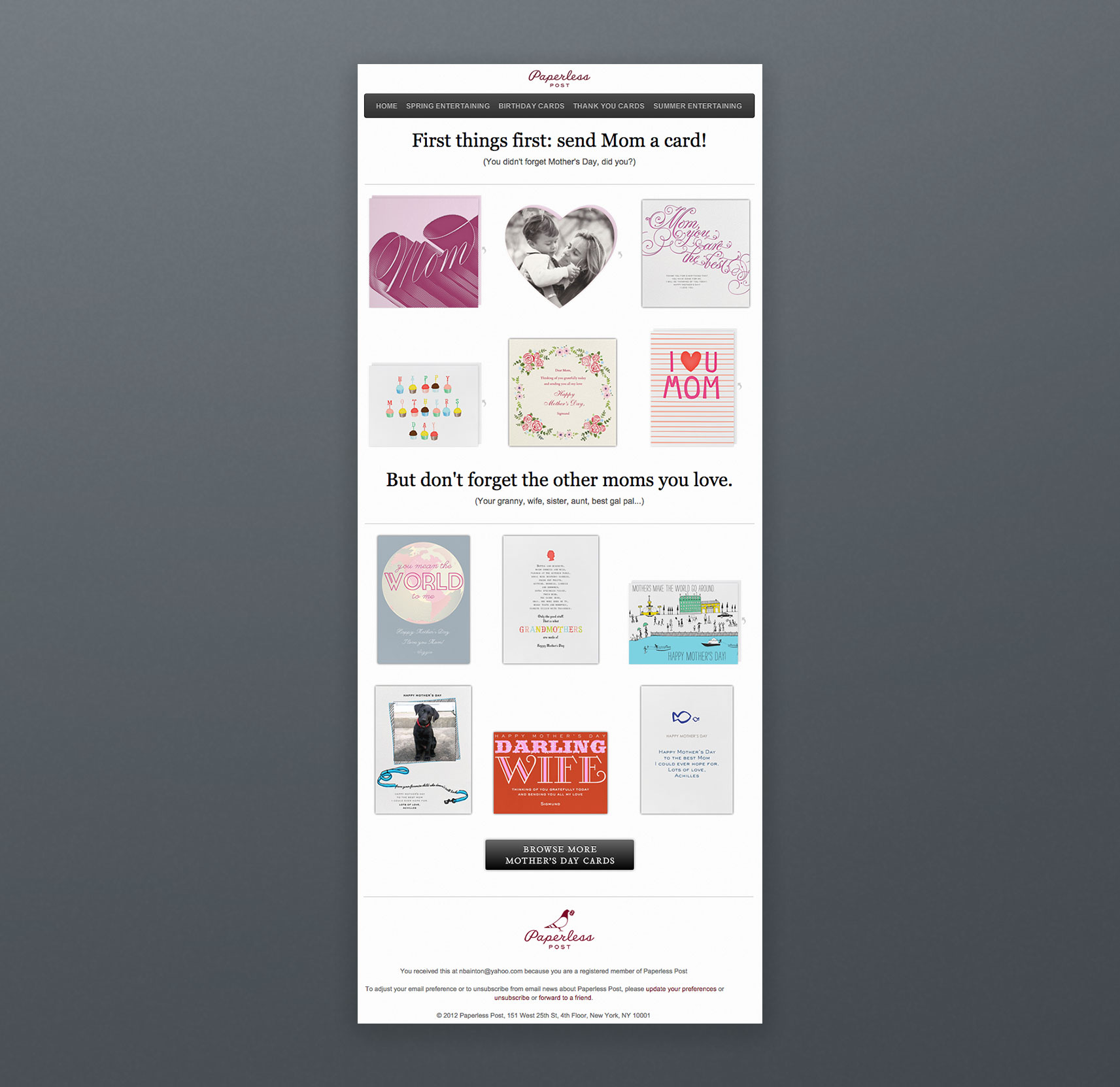 Paperless Email Marketing Newsletter Inspiration Mom Card