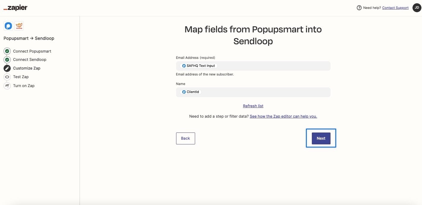 sendloop map fields