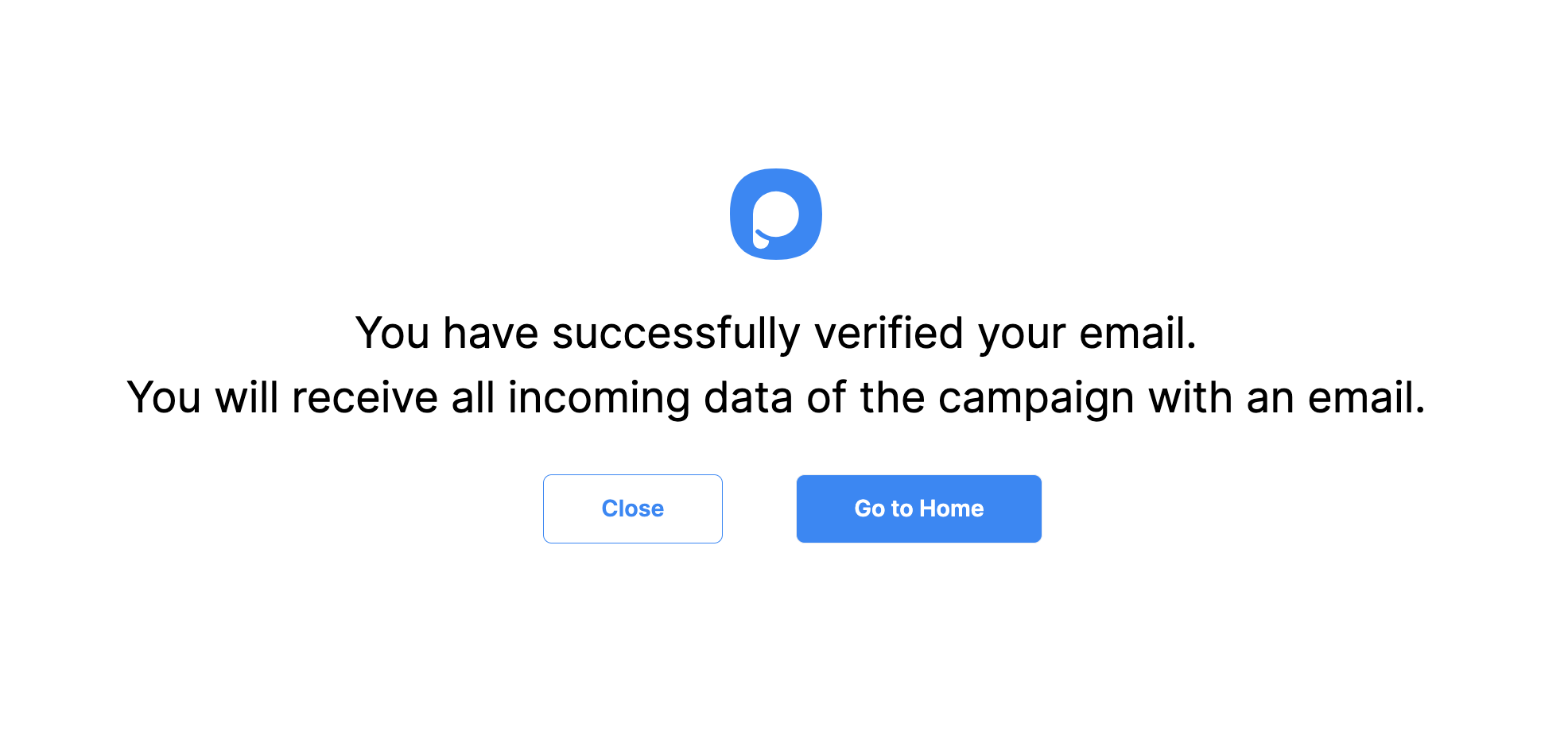 successfully verified email page