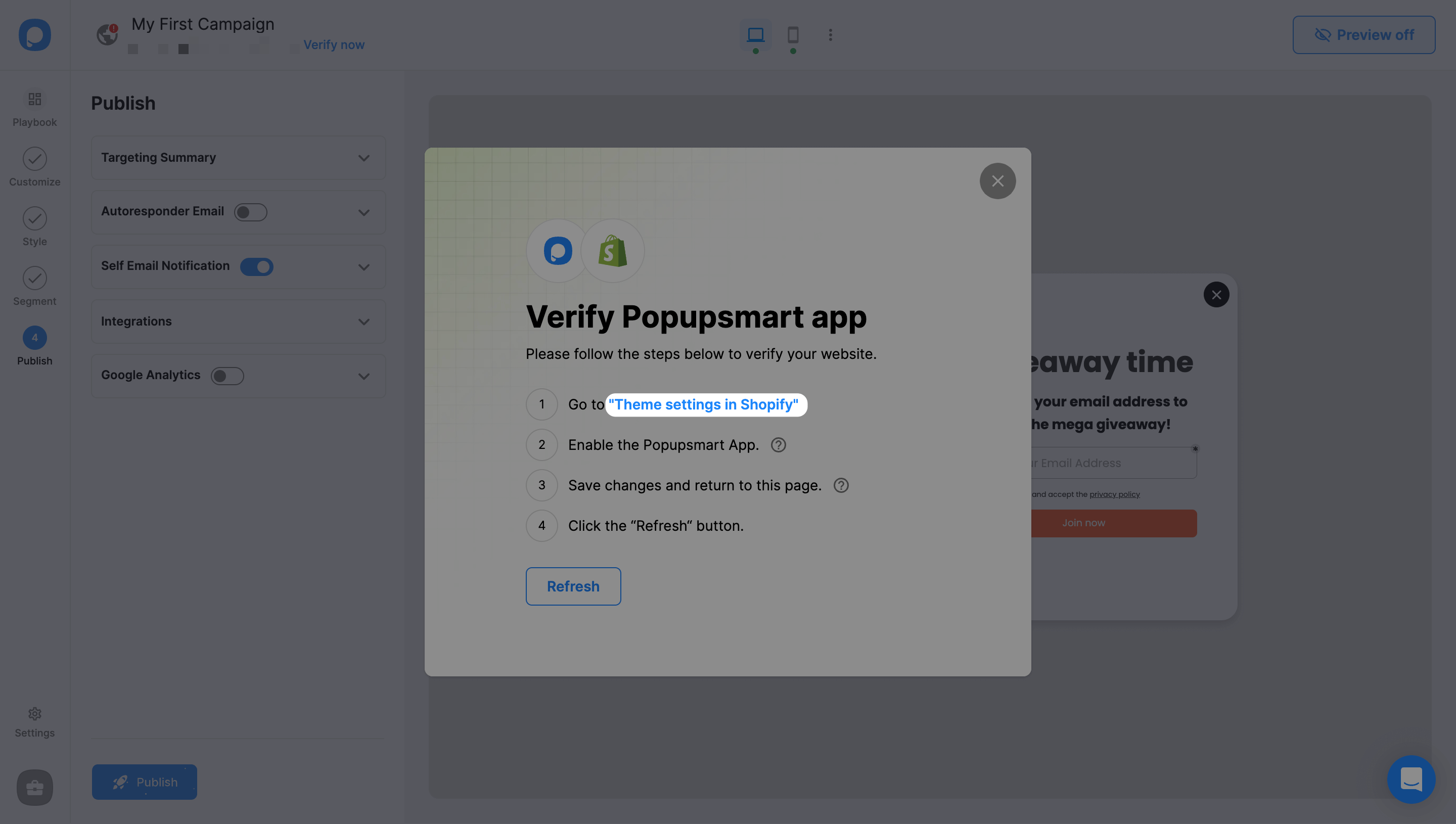 Verify Popupsmart App